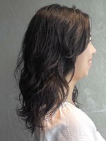トップヘアーテラス(TOPHAIR TERRACE) 知立ミディアムレイヤーくせ毛風パーマチョコレートブラウン40代