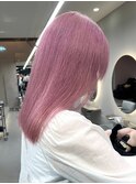 ダブルカラーピンクベージュベージュカラーケアブリーチレイヤー