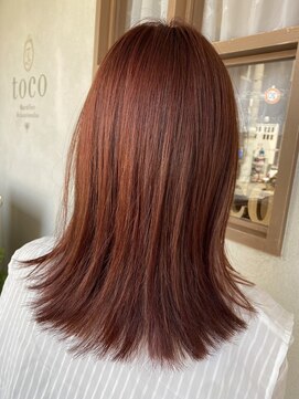 レコ(RECO) 切りっぱなしミディアム☆レッドブラウン