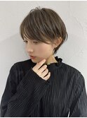前髪あり耳掛け丸みくびれショートボブ20代30代40代50代（蘭）