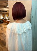 【ACE横浜】切りっぱなしボブ×ワインレッド