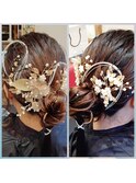 成人式前撮り 着付けヘアメイクゆるふわアップ髪飾り