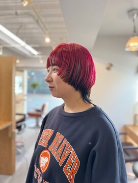 アンドチル 渋谷(AND CHILL) マッシュウルフ/カーディナルレッド/アンブレラカラー