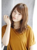夏美髪質改善アプリコットオレンジハイライトカラーくびれヘア19