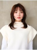 透明感ミディアム大人美人くびれヘアハッシュカット20代