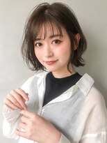 キリ 表参道(kyli)&nbsp;大人かわいいエアリーミディ黒髪モテ髪ボブルフ薄めバング小顔♪