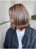 外ハネ/結べるボブ☆ハイライト×グレージュカラー K 北千住