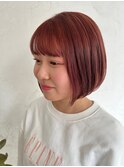 大人可愛い 小顔に合わせカット 斜めバング カラー