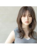 大人かわいい前髪セシルカットココアブラウンフリンジウェーブ