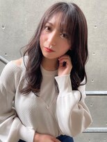 韓国デザインカラーレイヤーカットウェットヘアオリーブベージュ