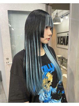 ジーナ(XENA) インナーカラー×ペールブルー×シールエクステ80