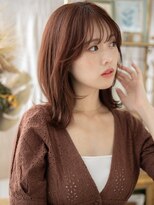 カバーヘア ブリス 川口(COVER HAIR bliss)&nbsp;シースルーバングボルドーカラーくびれヘアc7川口20代30代40代