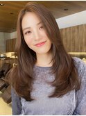 ロングヘア30代40代ストレートレイヤー前髪なし前髪あり表参道