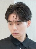 天神大名メンズパーマフェザーパーマセンターパートガイルヘア