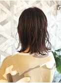 シースルーボブ × ピンクベージュ× ハイライト