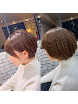 アヴァロン(AVALON) 【美シルエット】小顔シンプルショート×イルミナコーラルカラー