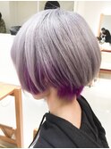 ひし形シルエットショート☆インナーカラーパープル