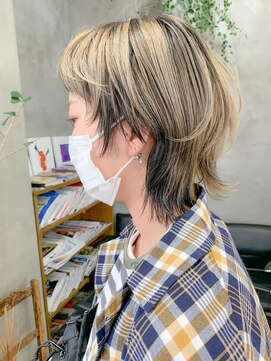 テトヘアー(teto hair) ローライト、ツートーンカラー、ウルフカット、ネオウルフ