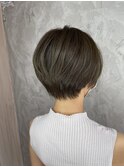 丸みショート+フォギーベージュ