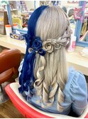 お花3つ&ひもリボン♪『可愛いすぎる(*´▽`*)フルールヘア』