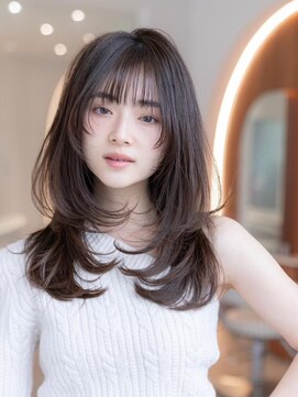 ケアリー 調布(Carelly) 大人かわいい前髪セシルカットココアブラウンフリンジウェーブ