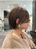 20代30代40代秋色くすみベージュ耳かけボブ