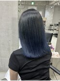 ブルーバレイヤージュ/ブルーヘア/切りっぱなし/表参道/原宿