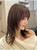 ザクザクレイヤーハッシュカットくびれミディアムレイヤー表参道