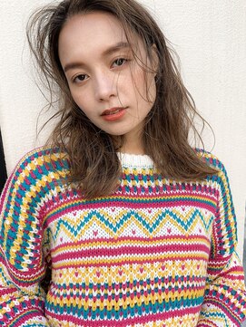 アンヘアー 元町三宮(UNHAIR) ウザバング×ゆるふわ巻きミディ×シアーグレージュ/春パーマ