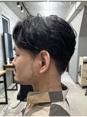 メンズ/アップバング/ツーブロックマッシュ/束感ショート波巻き