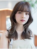 韓国風レイヤーカット髪質改善ダブルカラーミルクティーベージュ