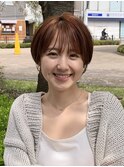 ショートボブ/髪質改善縮毛矯正白髪ぼかしレイヤーカラーボブ