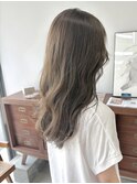 ブリーチなしワンカラーオリーブグレー暗めカラー秋カラー