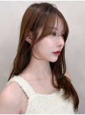 愛され薄めバングレイヤーカット小顔カットオリーブグレー