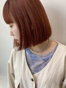 フレーム 博多店(FRAME) ぱつっとミニボブ × オレンジブラウン