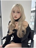 レイヤーカット ハイトーン ホワイトベージュ