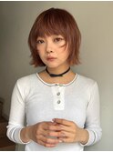ハッシュボブシャギーカット顔まわりレイヤーモカベージュ
