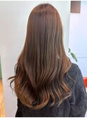 大人ロング ナチュラルハイライト ベージュカラー ゆる巻き