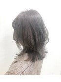 ボブウルフ×グレージュカラー ダークアッシュ