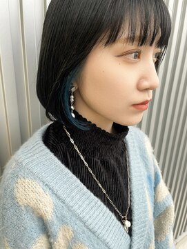 アンジュ 大豆島店(ange) インナーカラーターコイズ[20代30代40代50代60代]