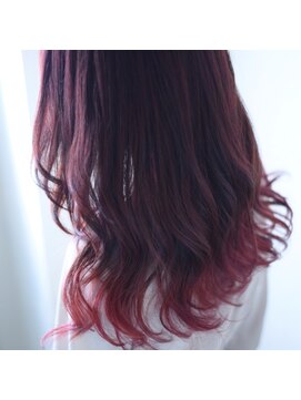 ニコリヘアワークス(nicori hair works) ロング×グラデーション×チェリーピンク2