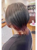 ウルフカットインナーカラーオレンジピンク