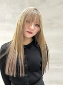 ミルクティーベージュ×裾ピンク