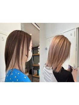 ケアブリーチ/ハイライト/ダブルカラー/バレイヤージュ/インナーカラー…卓越した技術で幅広いデザインに