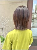 オレンジブラウン/肩ラインボブ/ナチュラルストレート/艶髪
