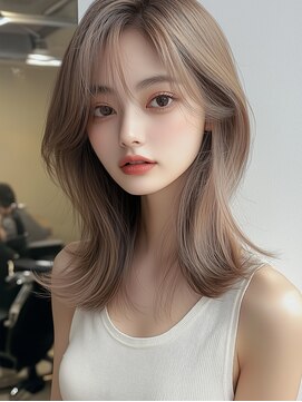 レヴ 草加店(LEV.) 前髪アンブレラカラーこなれミディイメチェンウェーブパーマ