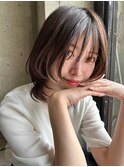 大人可愛いミディアムウルフカットナチュラルブラウン20代30代
