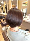 大人ショートミルクテーベージュハイライトレイヤーヘッドスパ