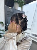 ライブ前ヘアセット/犬耳アレンジ/ハーフツイン