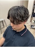 シャドウパーマ/スパイラルパーマ/刈り上げセンターパート